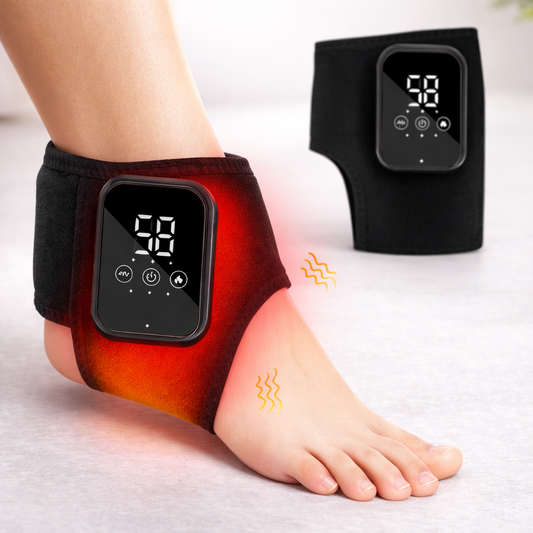 2PCS Rechargeable Heated Ankle Massager – Vibration & Hot Compress Support Brace