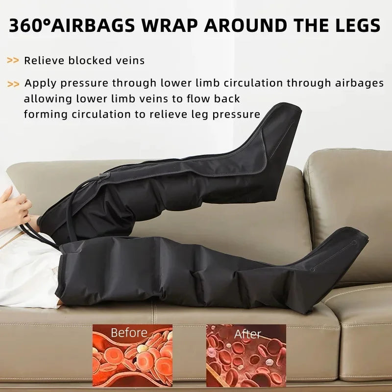 Air Pressure Leg & Foot Massager Boots with Remote — Deep Kneading & Squeeze Relaxation for Calves
