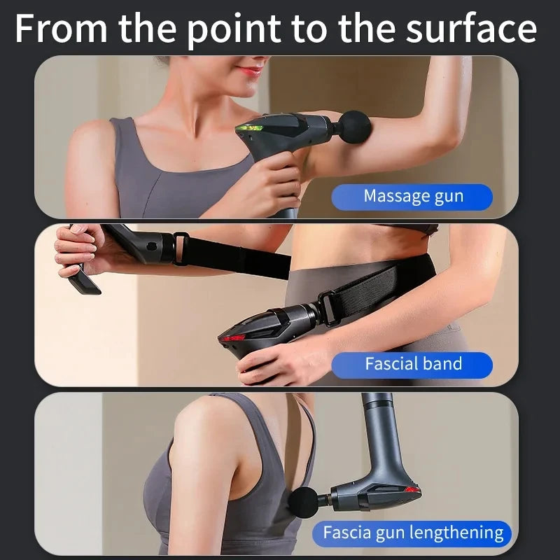 Long-Handle Electric Massage Gun – Multifunctional Deep Tissue Muscle Relaxation