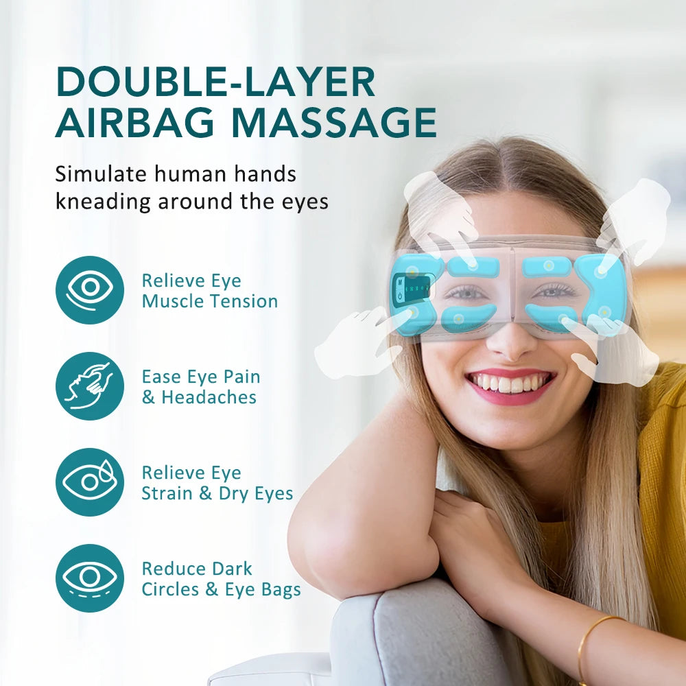 Foldable Eye Massager – Air Pressure, Heat, Vibration & Bluetooth Music for Eye Relief