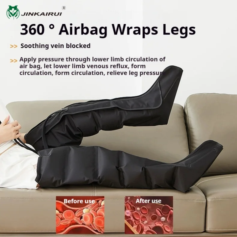 Air Pressure Leg & Foot Massager Boots with Remote — Deep Kneading & Squeeze Relaxation for Calves