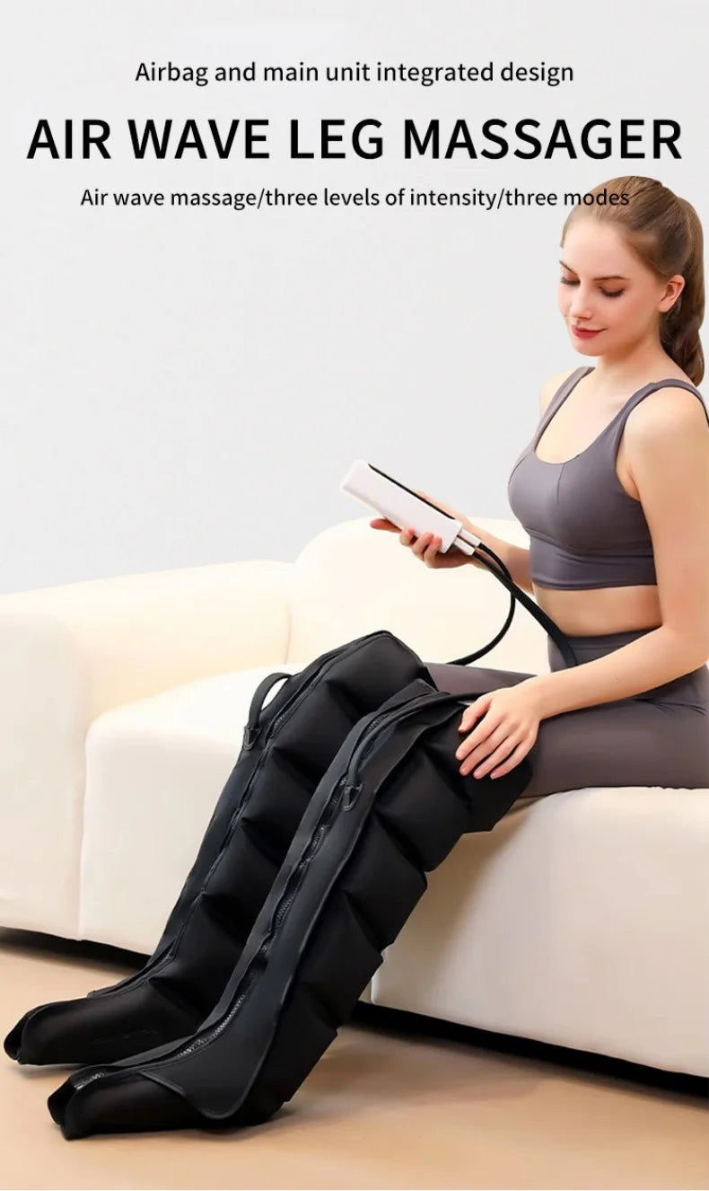 Air Pressure Leg & Foot Massager Boots with Remote — Deep Kneading & Squeeze Relaxation for Calves