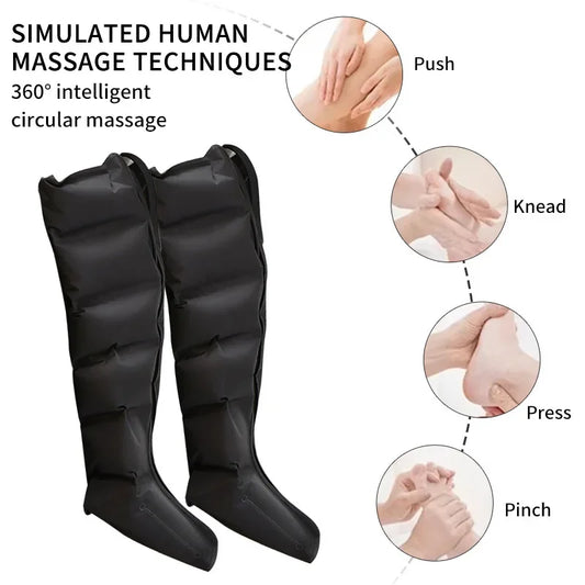 Air Pressure Leg & Foot Massager Boots with Remote — Deep Kneading & Squeeze Relaxation for Calves
