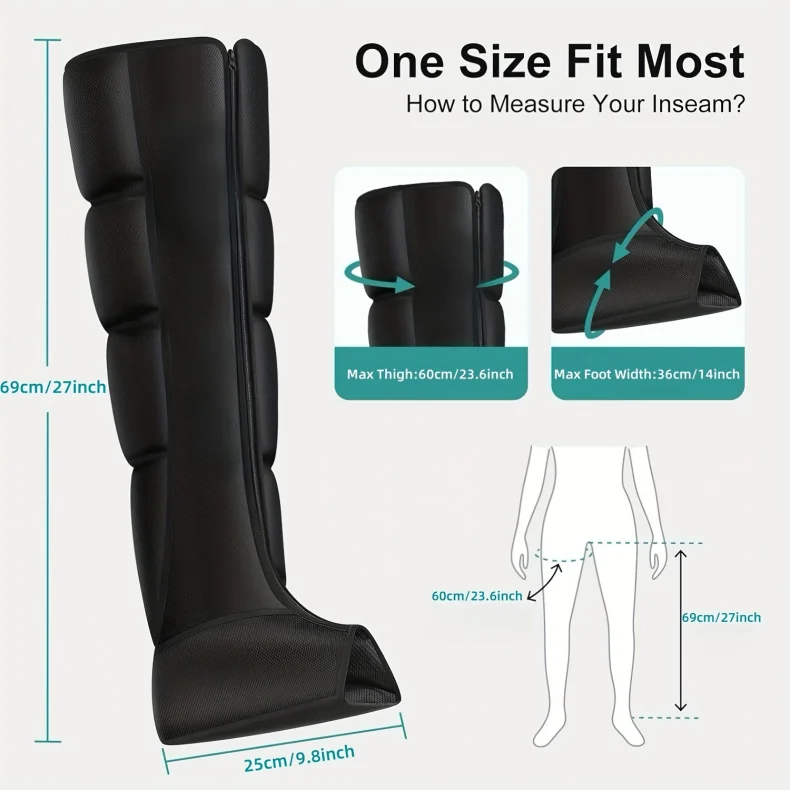 Air Pressure Leg & Foot Massager Boots with Remote — Deep Kneading & Squeeze Relaxation for Calves
