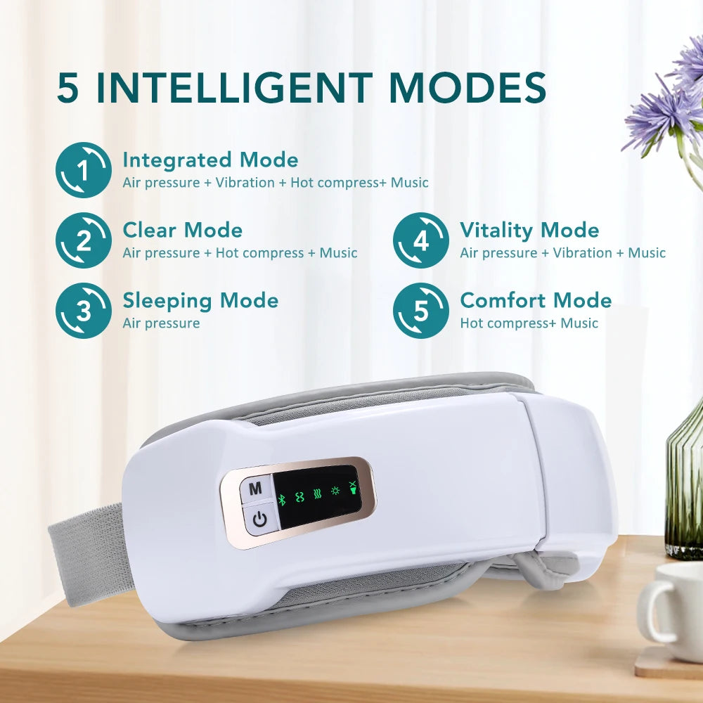 Foldable Eye Massager – Air Pressure, Heat, Vibration & Bluetooth Music for Eye Relief
