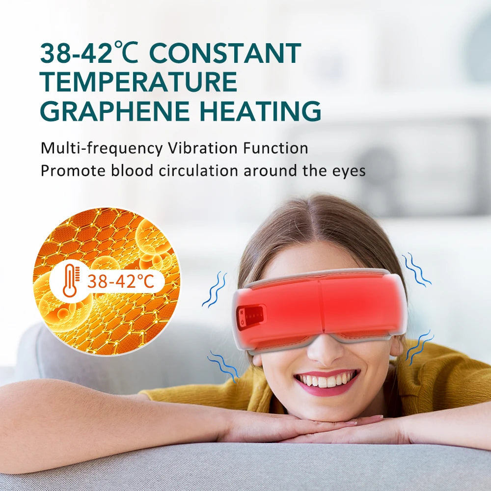 Foldable Eye Massager – Air Pressure, Heat, Vibration & Bluetooth Music for Eye Relief