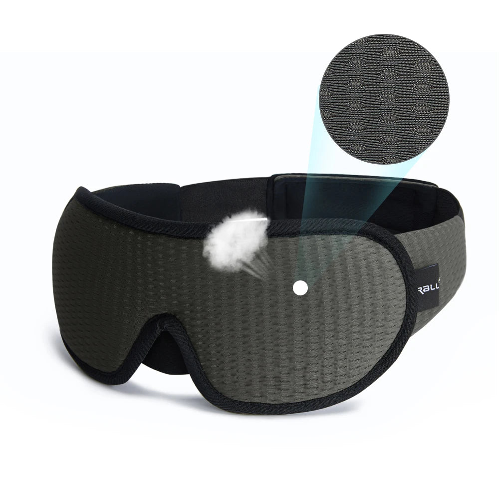 Padded sleep mask designed to block out light for comfortable, uninterrupted sleep.