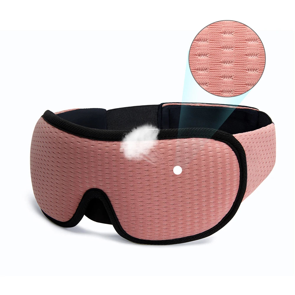 Padded sleep mask designed to block out light for comfortable, uninterrupted sleep.