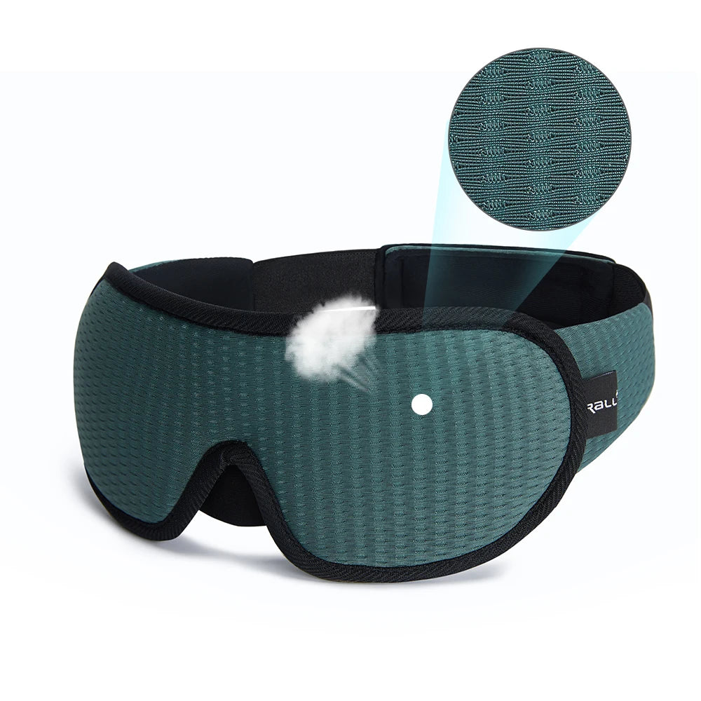 Padded sleep mask designed to block out light for comfortable, uninterrupted sleep.