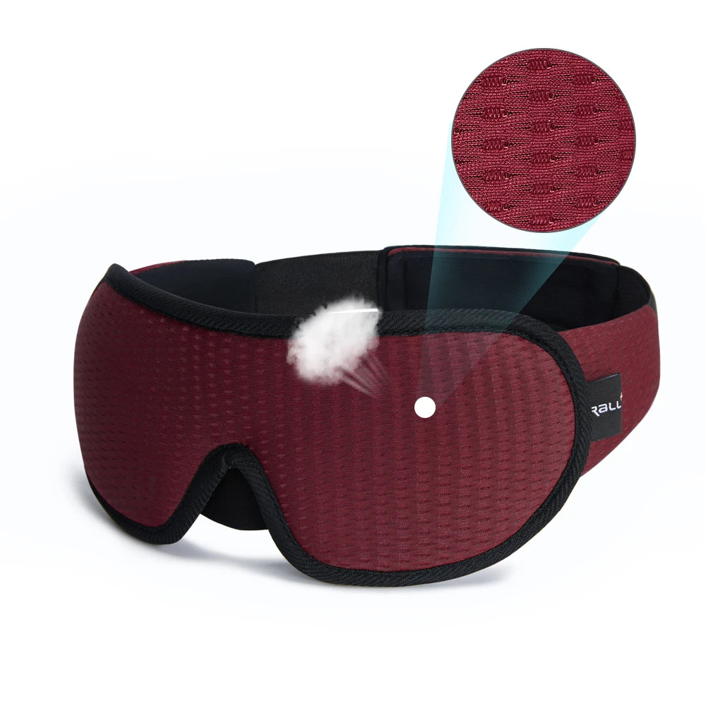 Padded sleep mask designed to block out light for comfortable, uninterrupted sleep.